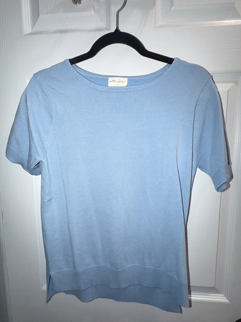 Eileen Fisher Short Sleeve Knit Top in Light Blue